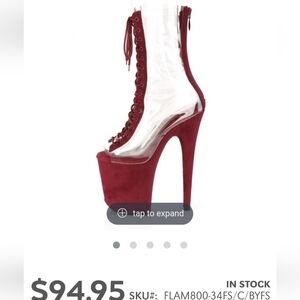 Pleaser Heels Flamingo-800-34FS/C/BYFS Burgundy 8" Size 7